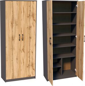 Mehrzweckschrank mit 8 Fächern Besenschrank Haushaltsschrank in mattem Finish mit 6 Einlegeböden und 2 Türen graphit Eiche Mehrzweckschrank mit 8 Fächern Besenschrank Haushaltsschrank in mattem Finish mit 6 Einlegeböden und 2 Türen graphit Eiche