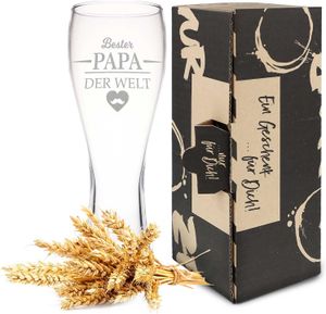 Weizenglas von Leonardo mit Gravur - Bester Papa der Welt - Ideal als Vatertagsgeschenk - Geschenke für Männer