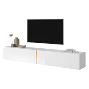 Selsey TV-Tisch BISIRA - TV-Board in Weiß mit goldenem Einsatz - 200 cm breit - hängend