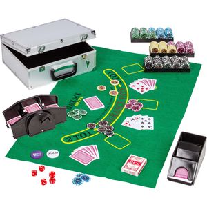 Pokerset Pokerkoffer 300 Laserchips Kartenmischer Kartengeber