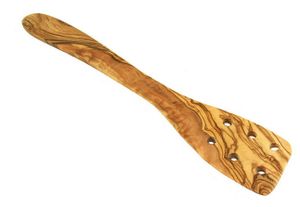 Pfannenwender 30 cm mit Löchern aus Olivenholz