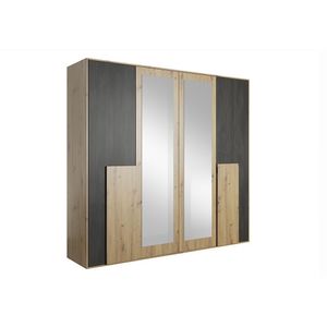 Šatní skříň se závěsnými dveřmi Šatní skříň BAFRA 4T (Artisan/norská borovice) se 2 zrcadly 200 cm