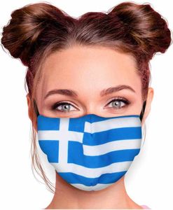 Mundschutz Maske in verschiedenen Farben Stoffmaske mit Motiv Mund- Nasenschutz mit wechselbarem Filter einstellbare Ohrbügel, Modell wählen:Flagge Griechenland