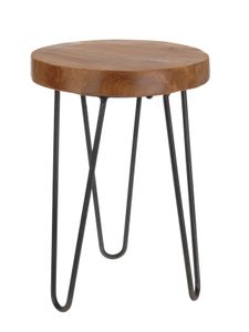 Stolička z teakového dreva - 42 cm - s tromi kovovými nohami