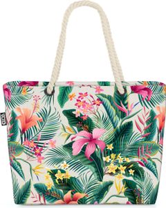 VOID Tropen Dschungel Blumen Strandtasche Shopper 58x38x16cm 23L XXL Einkaufstasche Tasche Reisetasche Beach Bag