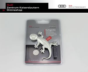 Audi Duftspender, Duftgecko, mit Befestigungsclip, 45 Tage anhaltener Duft, duftet nach Kiefernadeln und Orangen, hellgrau
