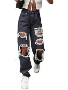 Damen Reißverschluss Komfortabel Urlaub Mit Taschenhosen Mode Distressed Bottoms Jeasns Unifarben