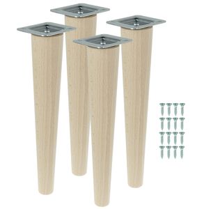 Möbelfüße 25 cm Höhe Holzfüße gerade aus Buche Holzmöbelfüße Tischbeine Möbelbeine Holz Schrank Beine Kegel 4 Stück