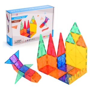 48 Stk Magnetische Bausteine 3D Magnetspiele Magnete Kinder Bauklötze Magnet Spielzeug ab 3 Jahren