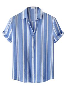 Herren Hemden Baumwolle Freizeithemd Sommerhemd Kurzarm Shirts Lässig Workout Top Blau,Größe XL