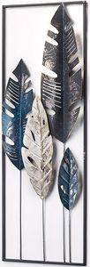 Kobolo Wandbild Wanddeko Metallbild - LEAFS - Metall - 31x89 cm - anthrazit