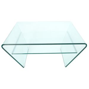Moderner Glas Couchtisch FANTOME 70cm Trapez mit Ablage transparent Glastisch Wohnzimmertisch Tisch
