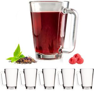 PLATINUX Teegläser mit Henkel aus Glas Kaffeegläser 220ml (max.280ml) Set 6-Teilig groß Glastassen spülmaschinenfest