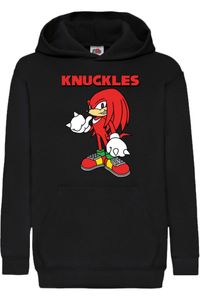 Knuckles Dětská mikina s kapucí Sweatshirt Sonic the Hedgehog Sega Mascot, 9-11 let - 140 / Černá