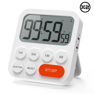 2 Stück Stoppuhren Digitaler Magnetisch Stoppuhr  mit Uhr, Magnet, 3-stufiger Lautstärke, LCD Anzeige