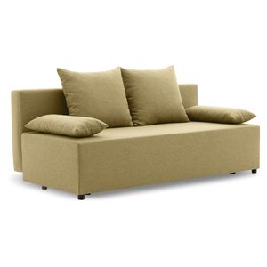 Schlafsofa SINE und Bettaksen - Couch mit Schlaffunktion - Einfaches Design - Kissen - Stoff: LUX 18 Olivgrün