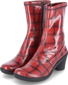 Art Damen Stiefeletten ALFAMA Rot Kunstleder kariert  Größe: 39