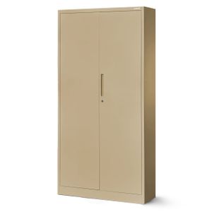 Büroschrank C001 Aktenschrank Lagerschrank Mehrzweckschrank Metallschrank 4 Fachböden Pulverbeschichtung Stahlblech 185 cm x 90 cm x 40 cm, Farbe : Beige