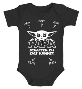 Baby Body mit Spruch Papa du schaffst das lustiges Geschenk für Väter Baumwolle Jungen & Mädchen MoonWorks® schwarz 3-6 Monate