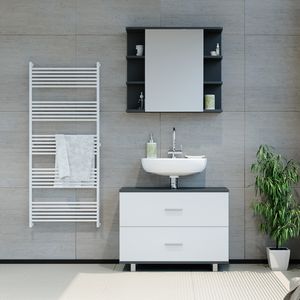 Livinity® Ilias umývadlová skrinka, 80 x 60,8 cm, antracitová/biela