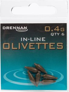 Drennan ciężarki oliwkowe z igłą 6szt szare TOOIO030