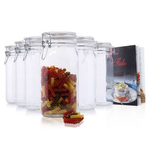 6er Set Einmachglas Bügelverschluss Original Fido 1,5L Vorratsgläser incl. Bormioli Rezeptheft