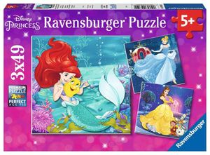 3 x 49 Teile Ravensburger Kinder Puzzle Disney Prinzessinnen Abenteuer 09350