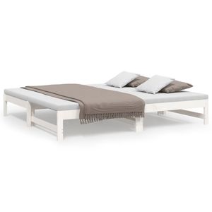 vidaXL Rozkladacia posteľ biela 2x(90x190) cm Masívne borovicové drevo