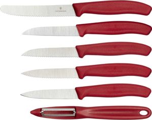 6 VICTORINOX Gemüsemesser Swiss Classic silber, rot