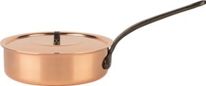 Cuisine Romefort | Kupfersauteuse Ø 24 cm | verzinnt mit Gusseisengriff und Deckel | Kasserolle aus massivem Kupfer