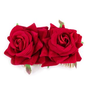 Oblique Unique Rosen Haarkamm mit 2 Rosen Haarschmuck Hochzeit JGA Fasching Karneval  rot