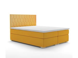 MOB, Manželská posteľ Boxspring 160 cm - Piranno (žltá) (s úložným priestorom)