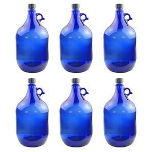 6er-Set Glasballon aus Blauglas 5 Liter inkl. Schraubverschluss