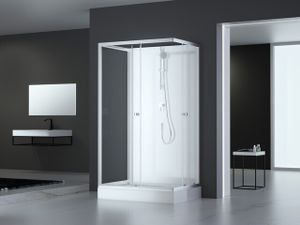 Dusche Komplett MARWELL Komplettdusche Fertigdusche White Dream 80 x 110 x 200 cm –  Komplett Set inkl. Duschwanne und Armatur - reversibel aufbaubar