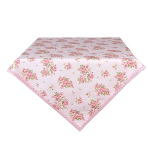 Clayre & Eef Tischdecke 100x100 cm Rosa Baumwolle Quadrat Rosen