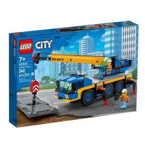 LEGO 60324 City Geländekran, Mobilkran, LKW-Spielzeug, Kinderspielzeug für Jungen und Mädchen ab 7 Jahren, Baufahrzeug Bauset