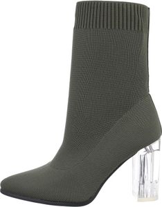 Ital-Design Damen Stiefeletten  Textiloptik High-Heel Stiefeletten  Olive Gr.  37