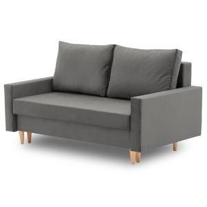 Sofa BELLIS 152 x 90 mit Schlaffunktion - Schlafsofa mit Bettkasten - Farben zur Auswahl - STOFF MONOLITH 92 Dunkelgrau
