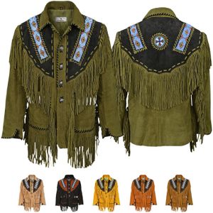 Herren Westernjacke Western Reitjacke Lederjacke Trachtenjacke, Größe:54/XL, Farbe:Grün