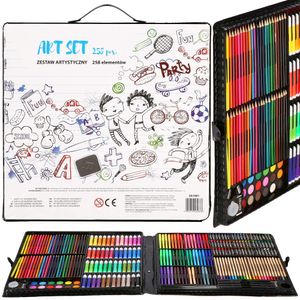 Zeichen- und Malset für Kinder 258 Teile Malwerkzeug Koffer Malzubehör Kreativset Zeichenset Buntstiften Malkoffer
