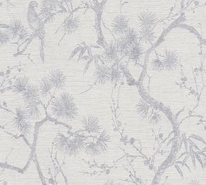 Livingwalls asiatische Tapete Metropolitan Stories florale Tapete Mio Tokio Vliestapete silber weiß grau 10,05 m x 0,53 m