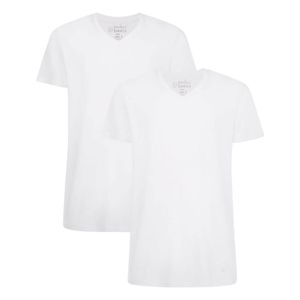 Bamboo basics Herren T-Shirt VELO, 2er Pack - Unterhemd, V-Neck, Single Jersey Weiß XL