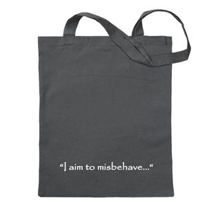 Kiwistar - Baumwolltasche - stahlgrau - I aim to Misbehave - Tragetasche Stoffbeutel Umhängetasche Langer Henkel