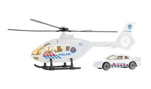 HUBSCHRAUBER mit AUTO Polizei Einsatzfahrzeug Modell Helicopter Spielzeugauto Spielzeug Geschenk Kinder 83 (Polizei-Weiss)