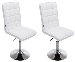 CLP 2er Set Esszimmerstühle Peking V2 drehbar und stufenlos verstellbar, Farbe:weiß