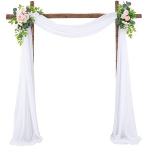 (Bílá) Svatební obloukImitaceace opona s 2 umělé květinové girlandy