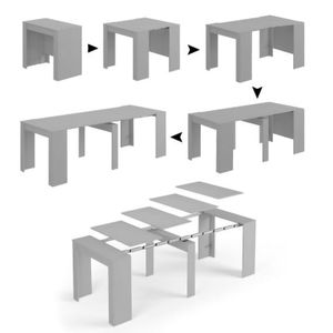Konsolentisch Dboc, Ausziehbarer Esstisch, Tisch mit Mehrzweckverlängerungen, die auf bis zu 10 Sitzplätze erWeißert werden können, 51/237x90h78 cm, Beton
