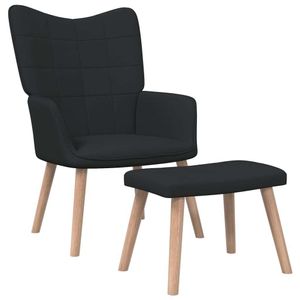Prolenta Premium - Relaxačné kreslo s taburetom čierna látka