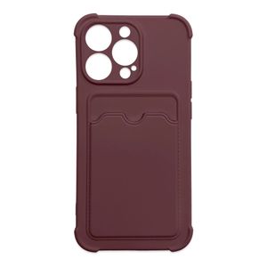 Card Armor Case Etui Pokrowiec Do Iphone 12 Pro Portfel Na Kartę Silikonowe Pancerne Etui Air Bag Malinowy