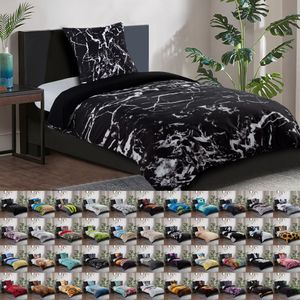 SANILO® Bettwäsche 135x200 cm, 100% feinste Baumwolle, 2-teilig, Bettbezug, Kissenbezug 80x80cm - Marmor Schwarz
